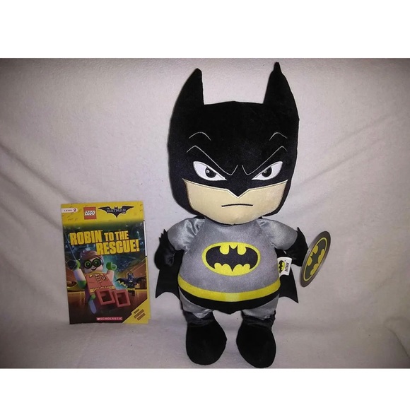 Large Batman Movie Plush 19.5 Inches & Level 2 Soft Book Robin To The Rescue - Picture 1 of 3